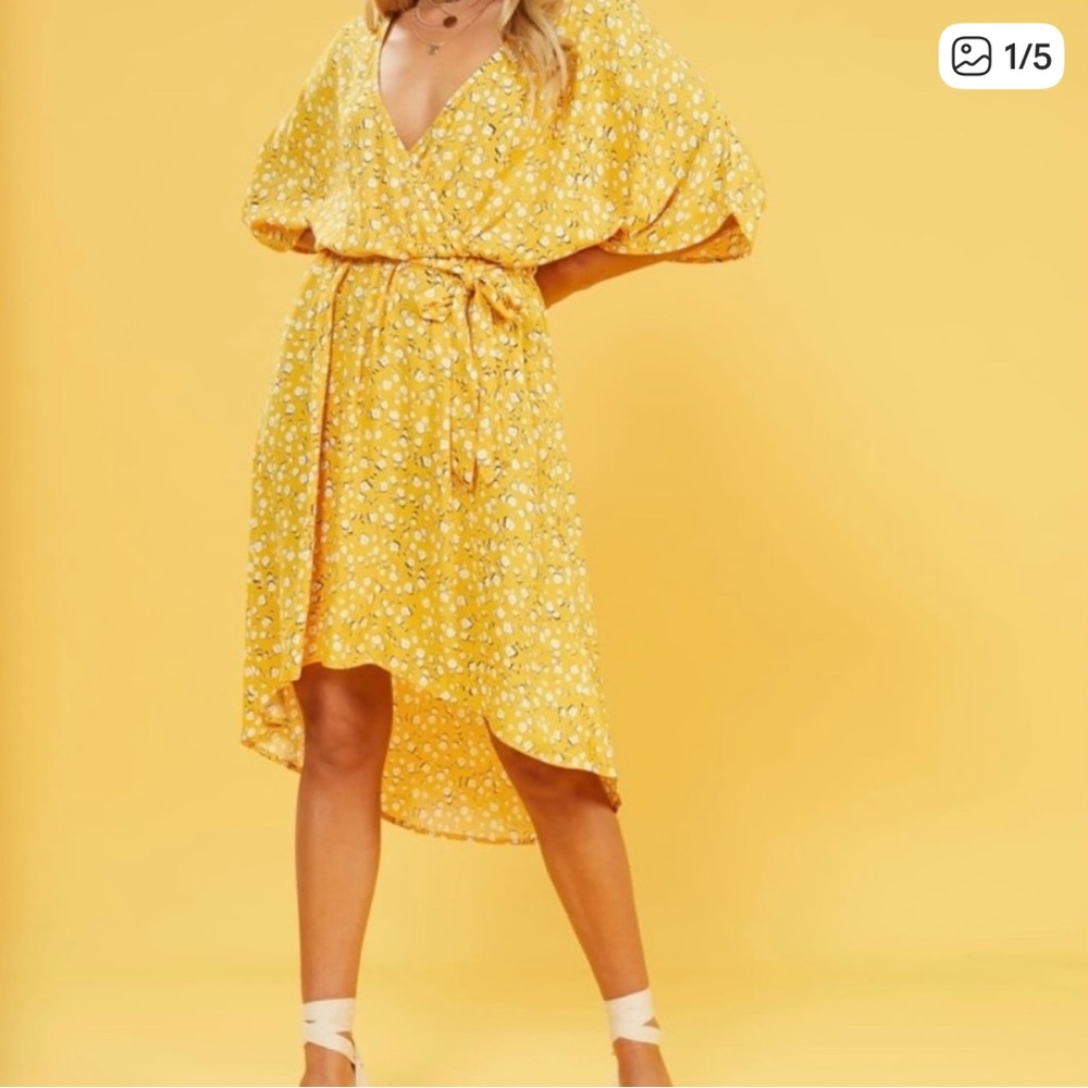 MinkPink Delicate Daze Floral High Low Midi Dress Small Feminine Dainty Picnic